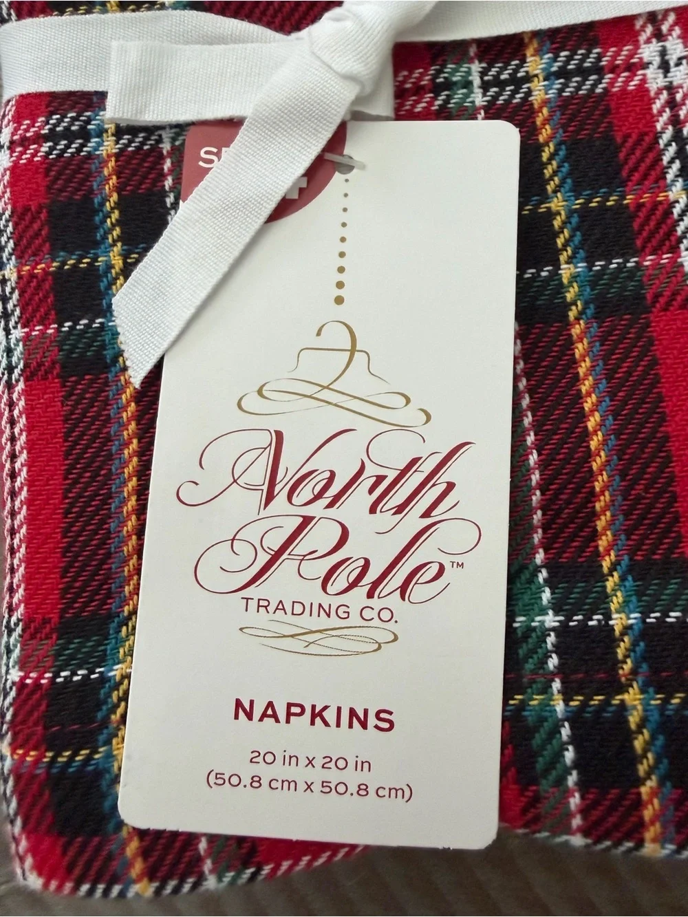 North Pole Trading Co. Red Tartan Plaid Cotton Napkins - Set
